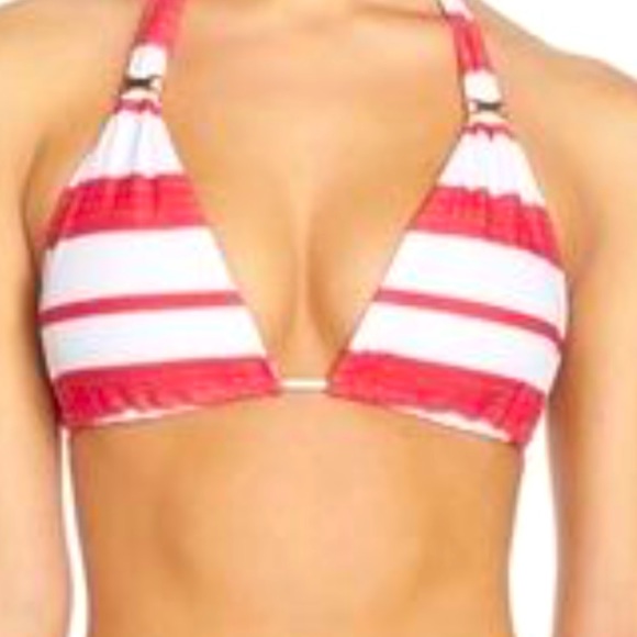 NWT. ViX PaulaHermanny white and red stripes bikini top. Size Dcup. - Picture 2 of 4